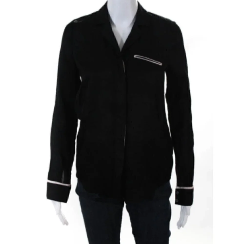 J Brand Button Down Pajama Shirt Black size XS MINT